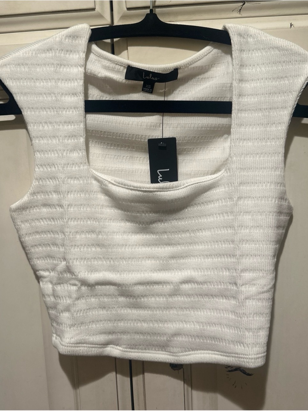 Lulu's White Ribbed Scoop Neck Cropped Tank